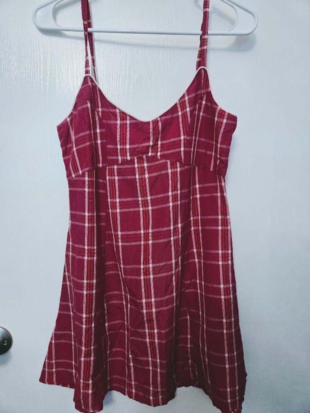 Rusty pink plaid spaghetti strap‎ dress Size 7